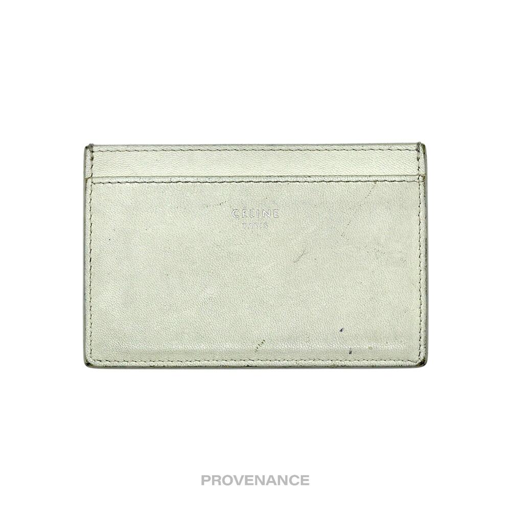 🔴 Celine Logo Card Holder Wallet - Two-Tone Cream Fuchsia